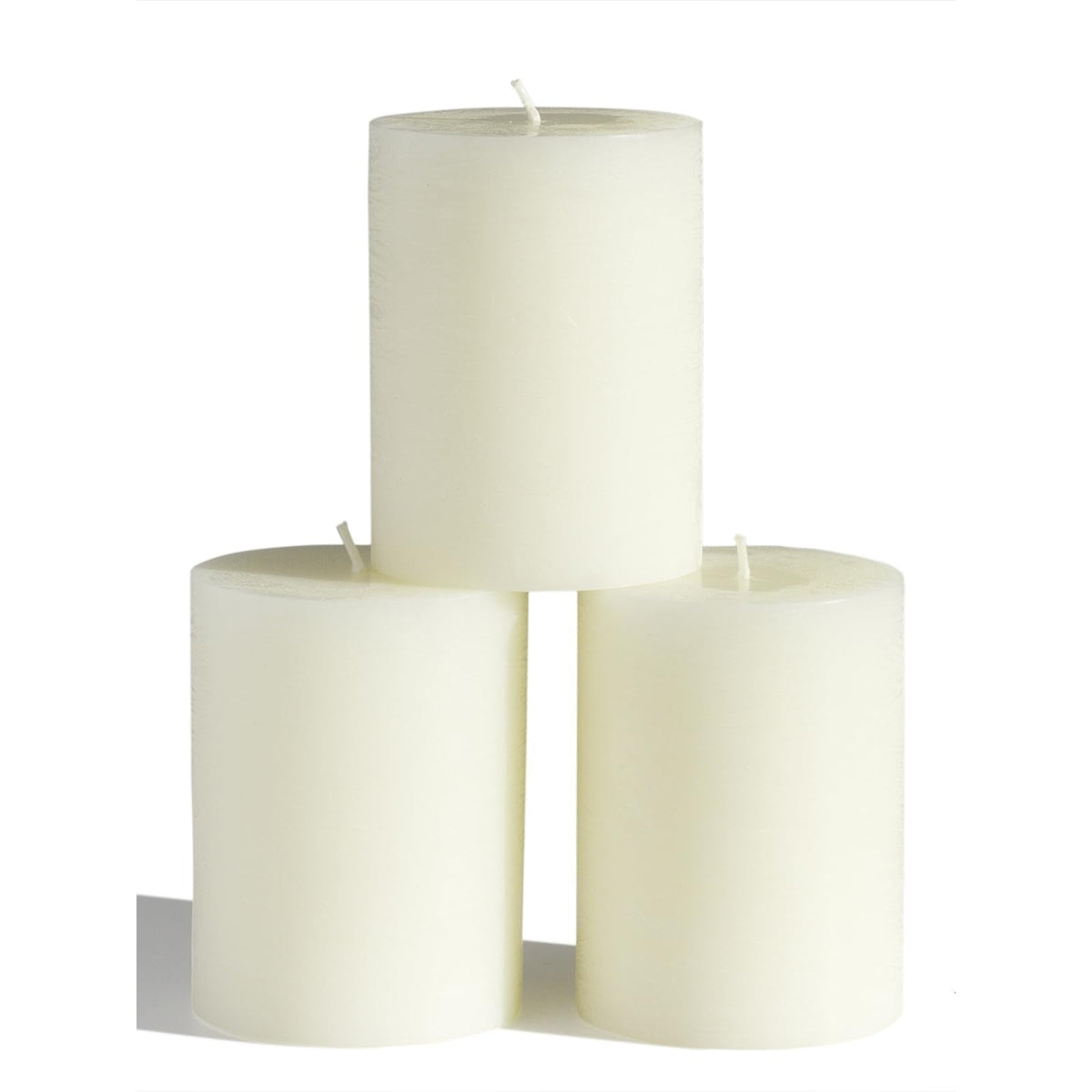 CANDWAX 3x4 inch Pillar Candles Set of 3 – Unscented Dripless Rustic Ivory Candles for Home Decor, Weddings, Table Settings