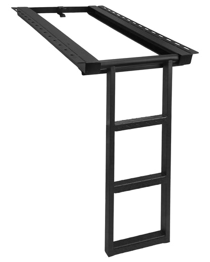 Turnirace 3-Rung Retractable Truck Bed Ladder - Heavy Duty Steel Truck Bed Step for Flatbeds, Dump Trucks & Trailers - Black Powder Coated, 32.5-Inch Extension, Bolt/Weld-On