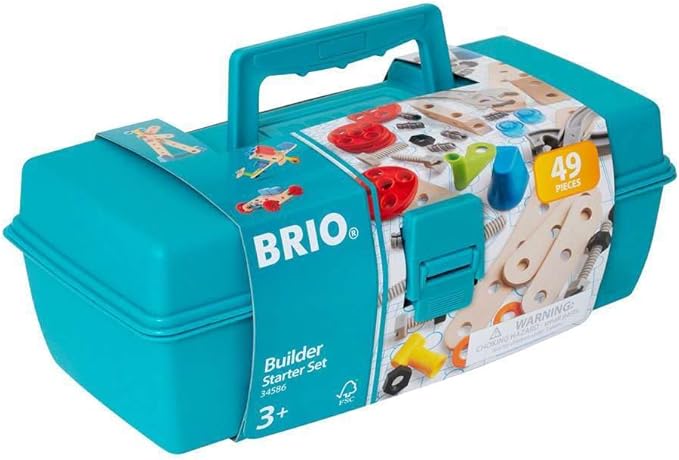 BRIO Builder Starter Set 34586 - Comprehensive 49 Piece STEM Building Set - Enhanced with Wood and Plastic Pieces - Ideal Learning Toy for Kids Aged 3 and Up - MESH Accredited