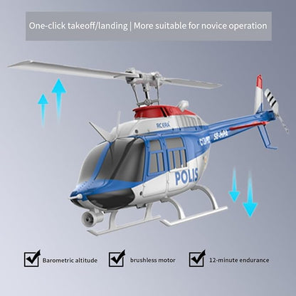 RC ERA 1/33 Scale C138 Pro Bell 206 RC Helicopter 2.4G 6CH 6-Axis Gyro Flybarless Heli with Optical Flow Upside Down 3D Rolling One-Key Takeoff(1 Battery)