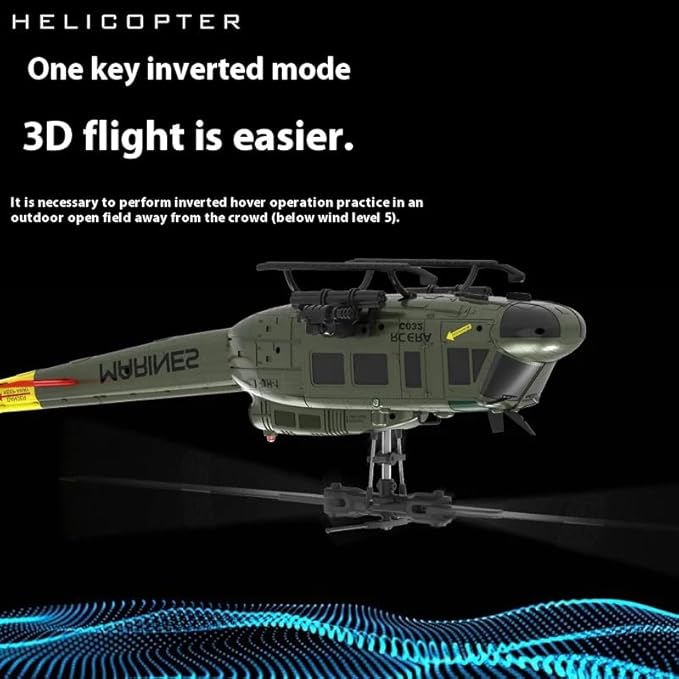 1/48 RC Helicopter for Adults RC ERA C032 UH-1 Huey 2.4G 6CH Gyro Stabilized Remote Control Aircraft with Altitude Hold &amp Optical Flow One-Key Takeoff/Landing