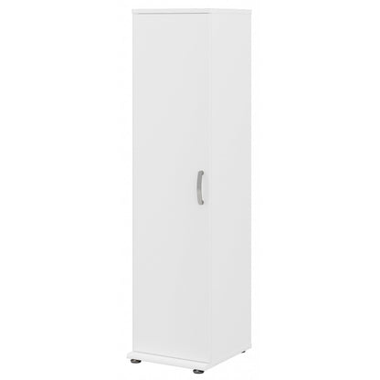 Bush Business Furniture Universal Tall Narrow Storage Cabinet with Door and Shelves in White