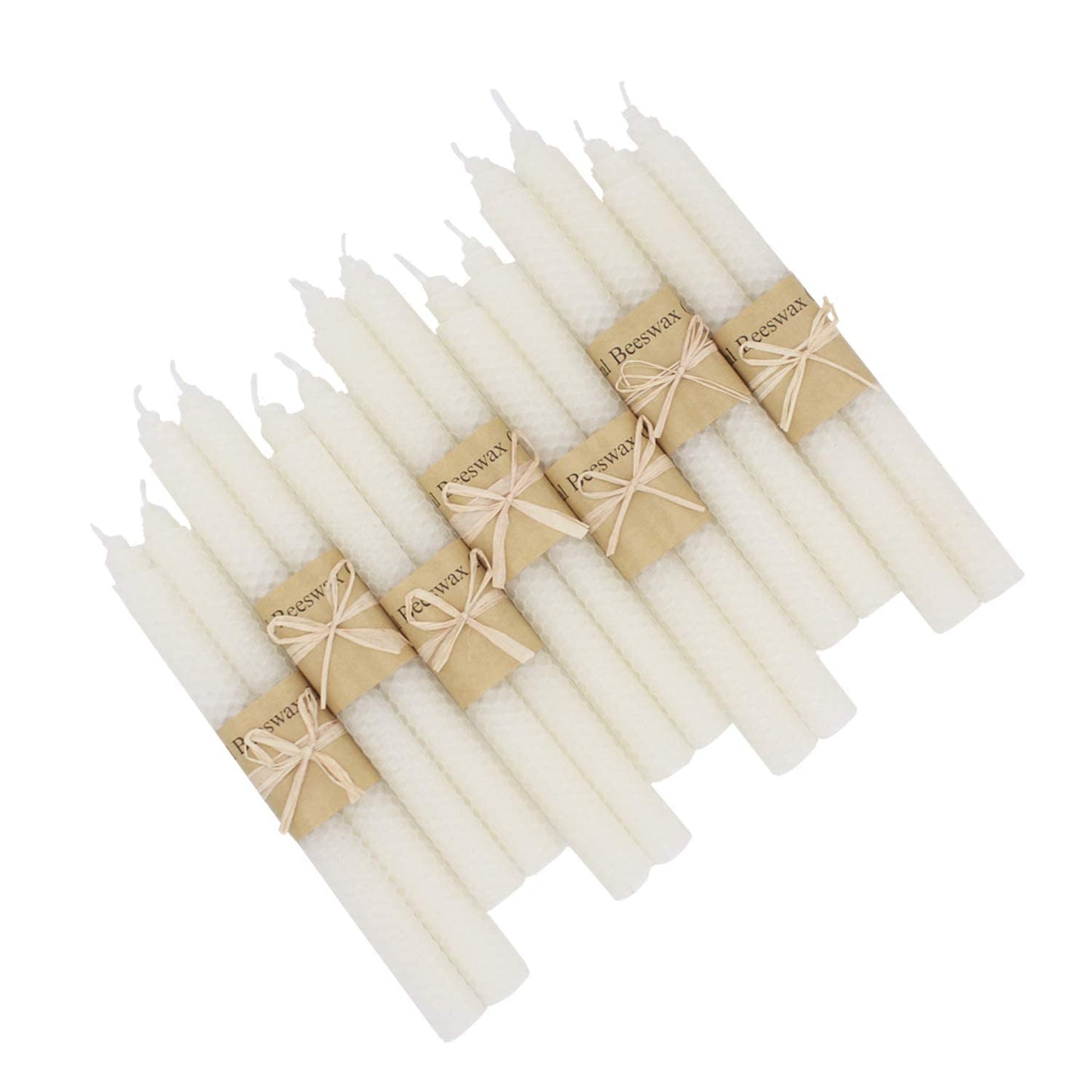 XIANGZHU Set of 14 Beeswax Taper Candles, 9 Inch Smokeless Dripless Unscented Canldes, Beeswax Candle for Home Gift Ideas, White Taper Candles Gift for Family and Friends