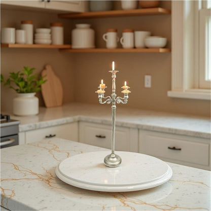 Metal Candelabra for Home Decor, 5-Candle Candle Holders, Gold Candlestick Holders, Tall Candelabras Use in Restaurant, Party and Wedding(Silver,Medium)
