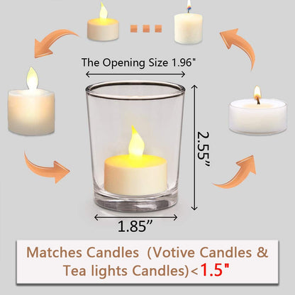 DARJEN Votive Candle Holders Set of 12 - Glass Votives Holder - Clear Floating Tealight Candle Holder Bulk for Table Centerpieces & Wedding Decor