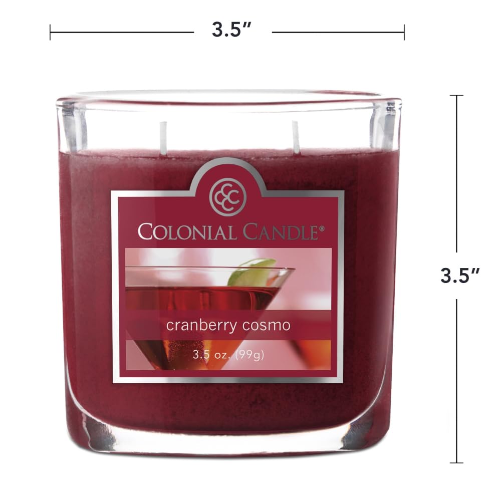 Colonial Candle Cranberry Cosmo Scented Jar Candle, 2 Wick, 3.5 oz, Mottled Wax Candle