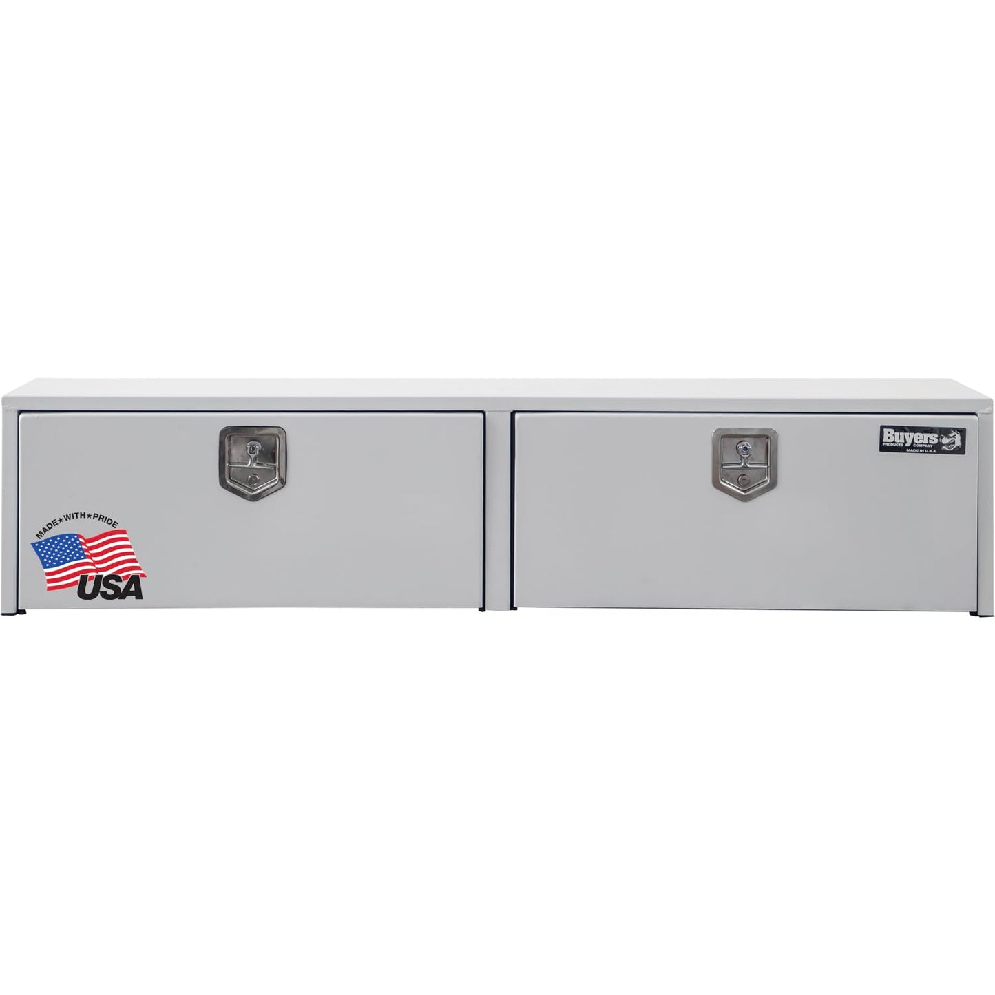 Buyers Products 1702895 White Steel Topsider Truck Box, 18 x 16 x 90 Inch, Heavy-Duty, Weather Resistant Storage for Professional Work Trucks, Made in USA
