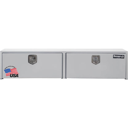 Buyers Products 1702895 White Steel Topsider Truck Box, 18 x 16 x 90 Inch, Heavy-Duty, Weather Resistant Storage for Professional Work Trucks, Made in USA