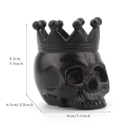UnionKK 1 PCS Halloween Decorative Skull Candlestick Holder Resin Skeleton Candle Holder Home Bar Decoration (Black Skull)