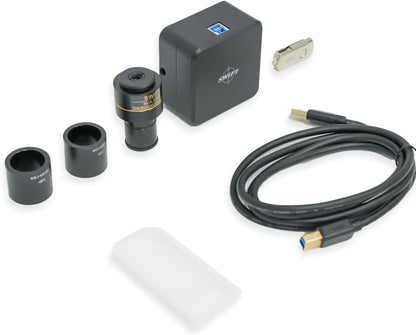 Swiftcam 25 Megapixel Camera for Microscopes, with Reduction Lens, Calibration Kit, Eyetube Adapters, and USB 3.0 Cable, Compatible with Windows/Mac/Linux