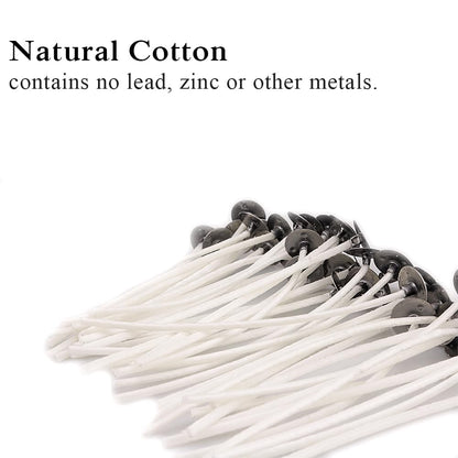 EricX Light 100 Piece Cotton Candle Wick,3.5" Pre-Waxed & Cotton Core,for Candle Making,Candle DIY