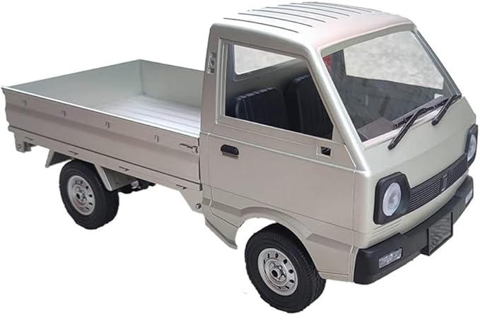 The perseids Kei Truck 2.4Ghz RTR Off-Road Vehicle Remote Control Retro Pickup Truck with Lights 1:10 RC Crawler Car Silver