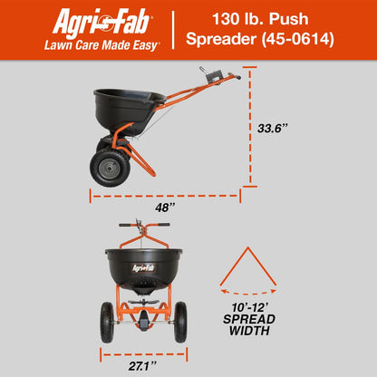 Agri-Fab 45-0614 130 lb. Push Lawn & Garden Broadcast Spreader for Seed,Fertilizer,Salt,Ice Melt; Walk Behind with Easy to use Flow Control Lever