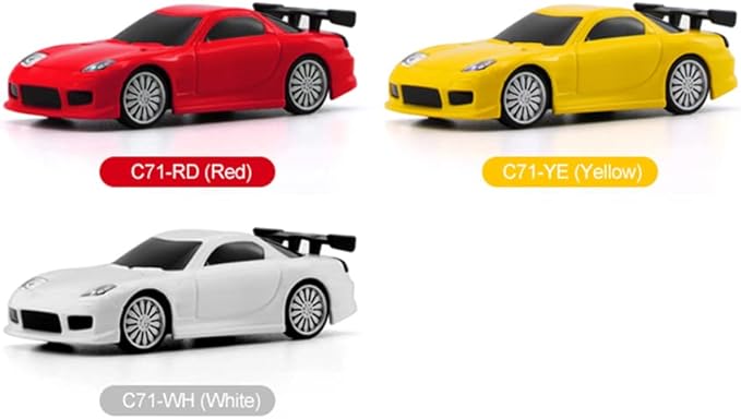 1:76 Turbo Racing Scale RC Sport Car Table Racing Remote Control Mini Model Car Full Proportional RTR Kit Toys (C71yellow)