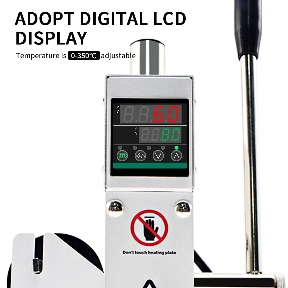 Upgraded Hot Foil Stamping Machine 5x7cm 110V Digital Embossing Machine Manual Tipper Stamper for Leather PU Paper Logo Embossing 1.97"x2.76"