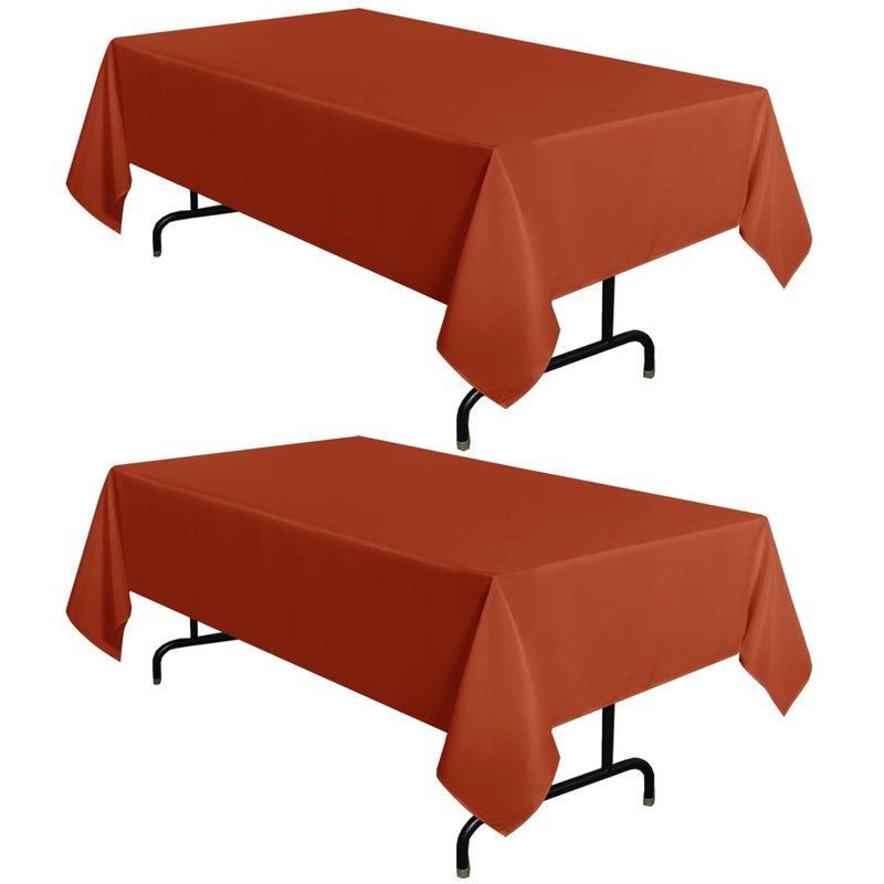 sancua 2 Pack Fall Tablecloth 60 x 102 Inch Rust, Rectangle Thanksgiving Burnt Orange Table Cloth for 6 Feet Tables - Stain and Wrinkle Resistant Washable Polyester Table Cover for Dining Parties