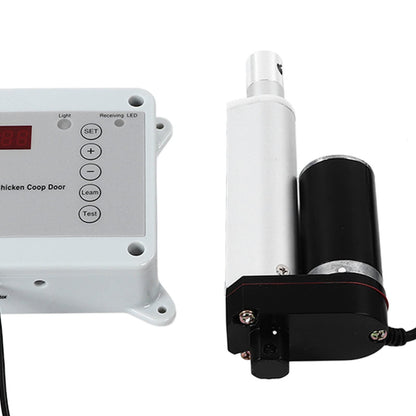 Automatic Chicken Coop Door Timer Remote Control Solar Powered Light Sensor Safe Opener Kit for Poultry Run Duck Coop(US Plug)