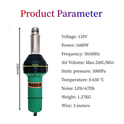 110V Hot Air Gun Welding Torch 1600W Heat Gun Plastic Welder Roofing Welder Kits PVC Welding Machine