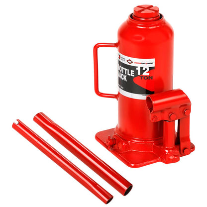 AFF Super Duty 12 Ton Hydraulic Bottle Jack, Manual, Welded Cylinder, High-Grade Steel Construction, Forged and Welded Base, 3612