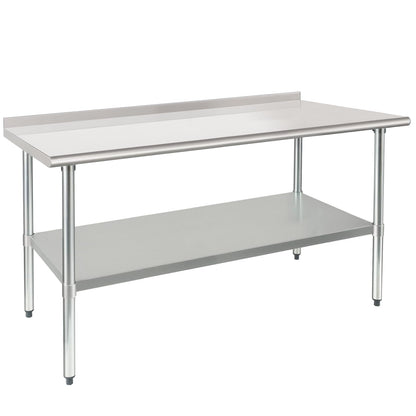 HARDURA Stainless Steel Prep & Work Table 30 x 60 Inches NSF Heavy Duty Commercial with Undershelf and Backsplash, Galvanized Legs for Commercial Food Prep