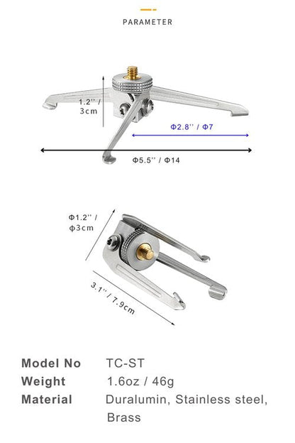 camping moon Stabilizer for Gas Lanterns, Anti-Tipping, Foldable, Stainless Steel TC-ST