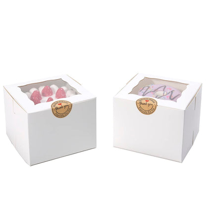 Huoshange Cookie Boxes with Window 5x5x3.5 Inch[50 Pack] Premium White Bakery Boxes,Mini Treat Box, Pastry Box for Mini Bundt Cake and Individual Cheesecakes