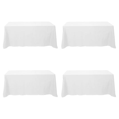BRILLMAX 4 Pack White Tablecloths 90 x 132 Inch for 6ft Rectangle Tables - 150 GSM Polyester Fabric, Floor Length Drop, Water, Stain & Wrinkle Resistant Cloth Cover for Wedding Reception Banquet