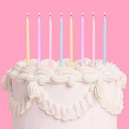 xo, Fetti Skinny Pastel Happy Birthday Party Candles - 8 Pieces | Cute Bday Supplies, Fun Cake Decorations