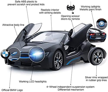 RASTAR Remote Control Car 1:14 BMW i8 Radio Remote Control Racing RC Toy Car Model Vehicle Open Doors by RC MattBlack