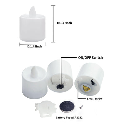 LANKER 24 Pack Flameless Led Tea Lights Candles, Steady Cool White Battery Operated Electronic Fake Candles, Decorations for Christmas, Halloween and Festival Celebration (White)