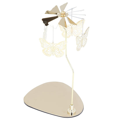 Candle Holder, Rotating Candle Holder, Round Plate Romantic European Stainless Steel Aromatherapy Candle Holder, Candlestick Holders Golden Butterfly (No Candle Cup)