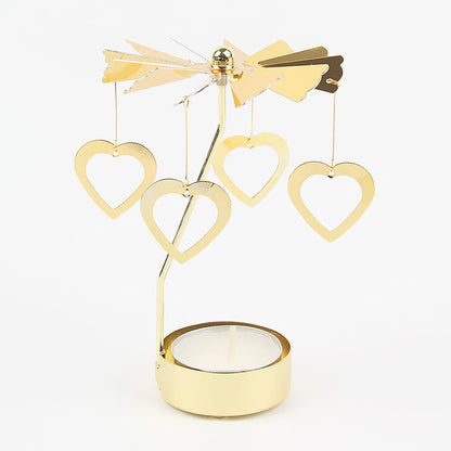 Eforcase Rotary Candle Holder, Gold Love Tea Lights Candle Holder, Spinning Candlestick Ornament for Wedding Party Christmas Home Decoration