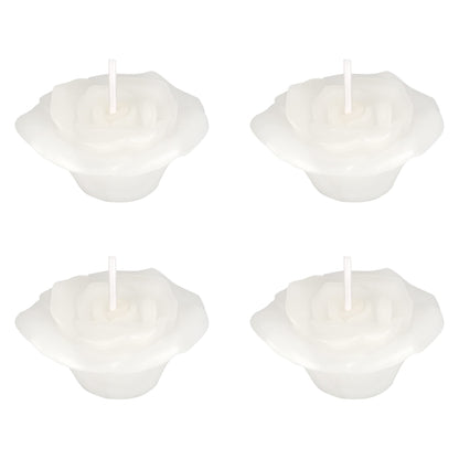 Mega Candles 4 pcs Unscented Rose Petals Flower White Floating Candles, Hand Poured Wax Candle 2 Inch Diameter, Home Décor, Wedding Centerpieces, Holidays, Occasions, Events, Festivities
