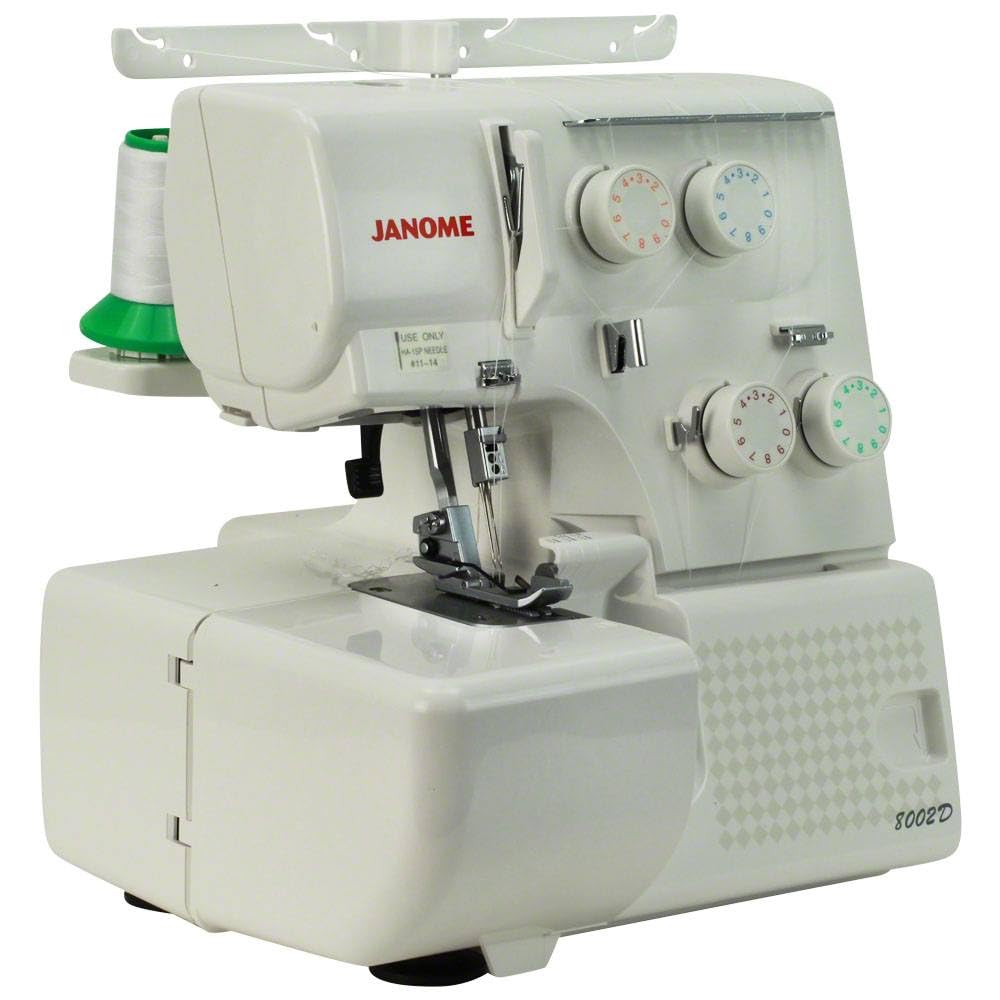 Janome 8002D Overlock Machine - 3/4 Thread Serger Sewing Machine with Differential Feed System for Extra-Smooth Seams, Janome Serger with 1300 Stitches Per Minute and Easy Threading