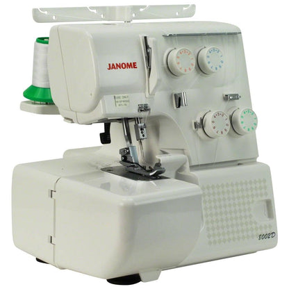 Janome 8002D Overlock Machine - 3/4 Thread Serger Sewing Machine with Differential Feed System for Extra-Smooth Seams, Janome Serger with 1300 Stitches Per Minute and Easy Threading