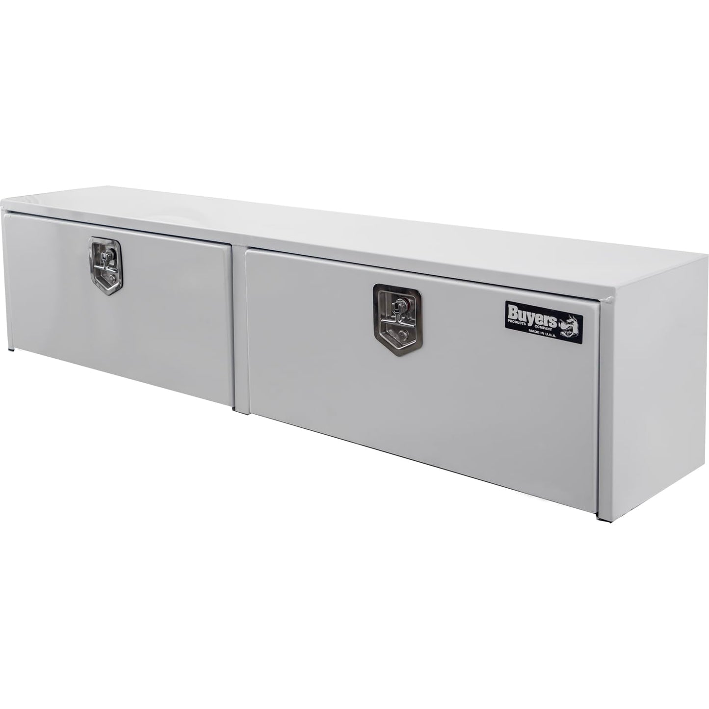 Buyers Products 1702895 White Steel Topsider Truck Box, 18 x 16 x 90 Inch, Heavy-Duty, Weather Resistant Storage for Professional Work Trucks, Made in USA