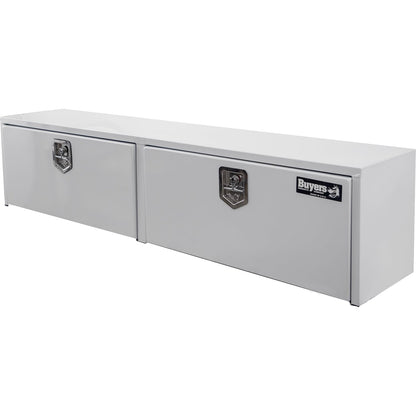 Buyers Products 1702895 White Steel Topsider Truck Box, 18 x 16 x 90 Inch, Heavy-Duty, Weather Resistant Storage for Professional Work Trucks, Made in USA