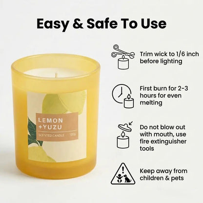 GroseMell Lemon Scented Candle – 4.76 oz (135g) Natural Soy Wax, 30-Hour Clean Burn, Elegant Glass Jar, Home Fragrance & Thoughtful Gift for Home (Lemon)