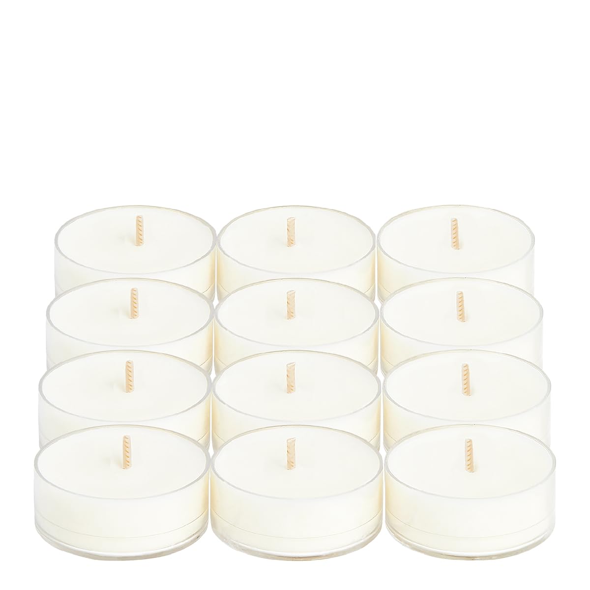 PartyLite Set of 12 Tea Lights Candles, Cedarwood & Vanilla Scent, Aromatherapy Scented Candles Gift Set, Up to 4 to 6 Hours Burn Time