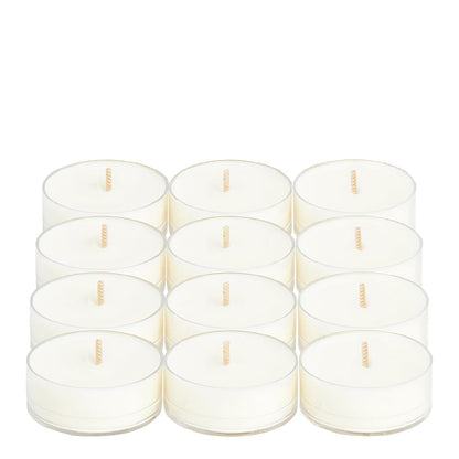 PartyLite Set of 12 Tea Lights Candles, Cedarwood & Vanilla Scent, Aromatherapy Scented Candles Gift Set, Up to 4 to 6 Hours Burn Time