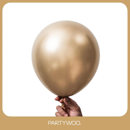 PartyWoo Metallic Gold Balloons - 128-Piece Chrome Gold Balloon Arch Kit for Celebrations | 18", 12", 10", 5" Sizes