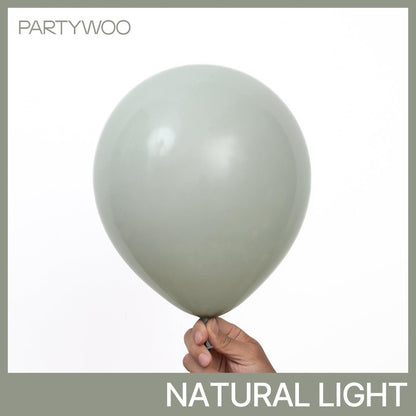 PartyWoo Dusty Green Balloons 50pcs 12 Inch Sage Olive Eucalyptus Green Boho Neutral Latex Helium Balloons for Baby Shower Wedding Jungle Woodland Themed Birthday Party Decorations Green-F59