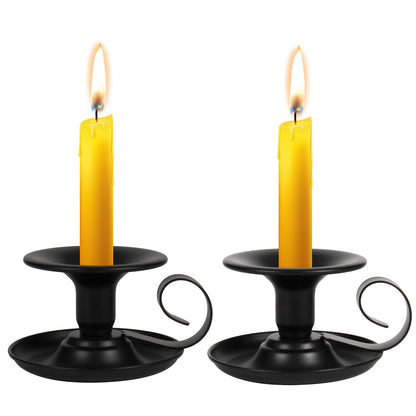 Candle Holders – 2pcs Retro Iron Taper Candlestick Holder Centerpieces for Wedding, Party, Xmas, Home Table Decor (Black,2pcs)
