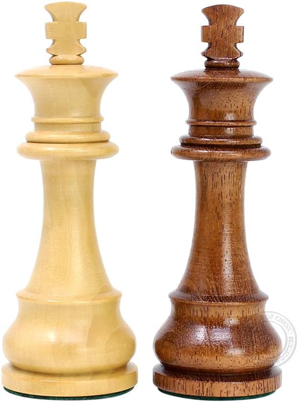 House of Chess - Tournament Chess Set Pieces - Unique Staunton Golden Acacia Wood/Boxwood - King Height: 3.75 (95 mm) - 2 Extra Queens - Weighted