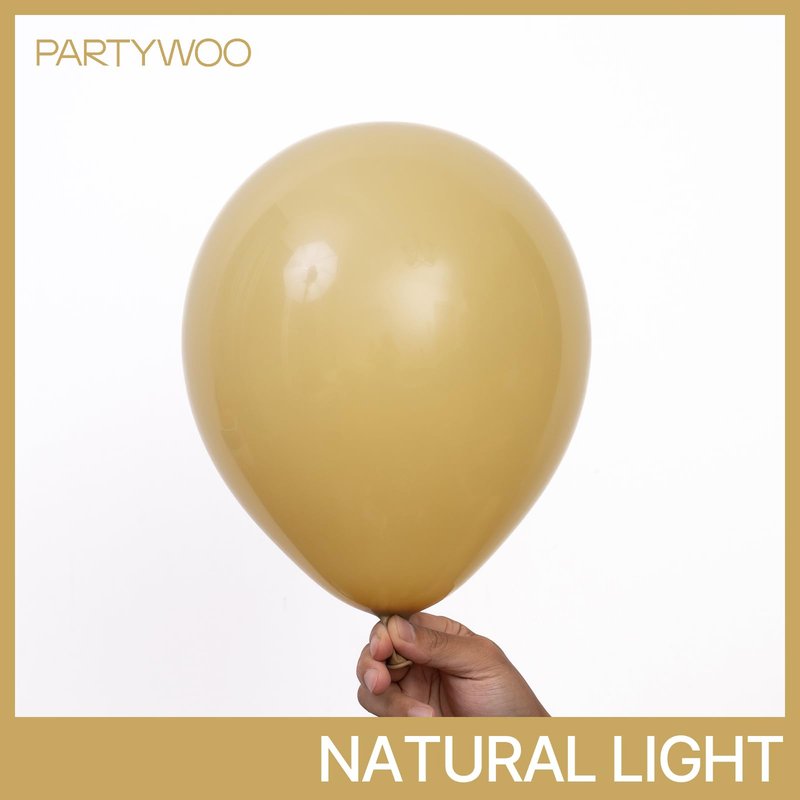 PartyWoo Tan Balloons 100 pcs Different Sizes of 18 12 10 5 Inch Light Brown Neutral Boho Coffee Balloon Arch Kit Garland for Wedding Baby Shower Safari Woodland Birthday Party Decorations Tan-F19