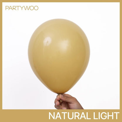PartyWoo Tan Balloons 100 pcs Different Sizes of 18 12 10 5 Inch Light Brown Neutral Boho Coffee Balloon Arch Kit Garland for Wedding Baby Shower Safari Woodland Birthday Party Decorations Tan-F19