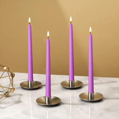 NONNO & ZGF 10 Pack Purple Flameless 11'' Wax Covered Taper Candles with 2 Remote, Use 2-AA Battery (Not Included, Runs 200 Hours)
