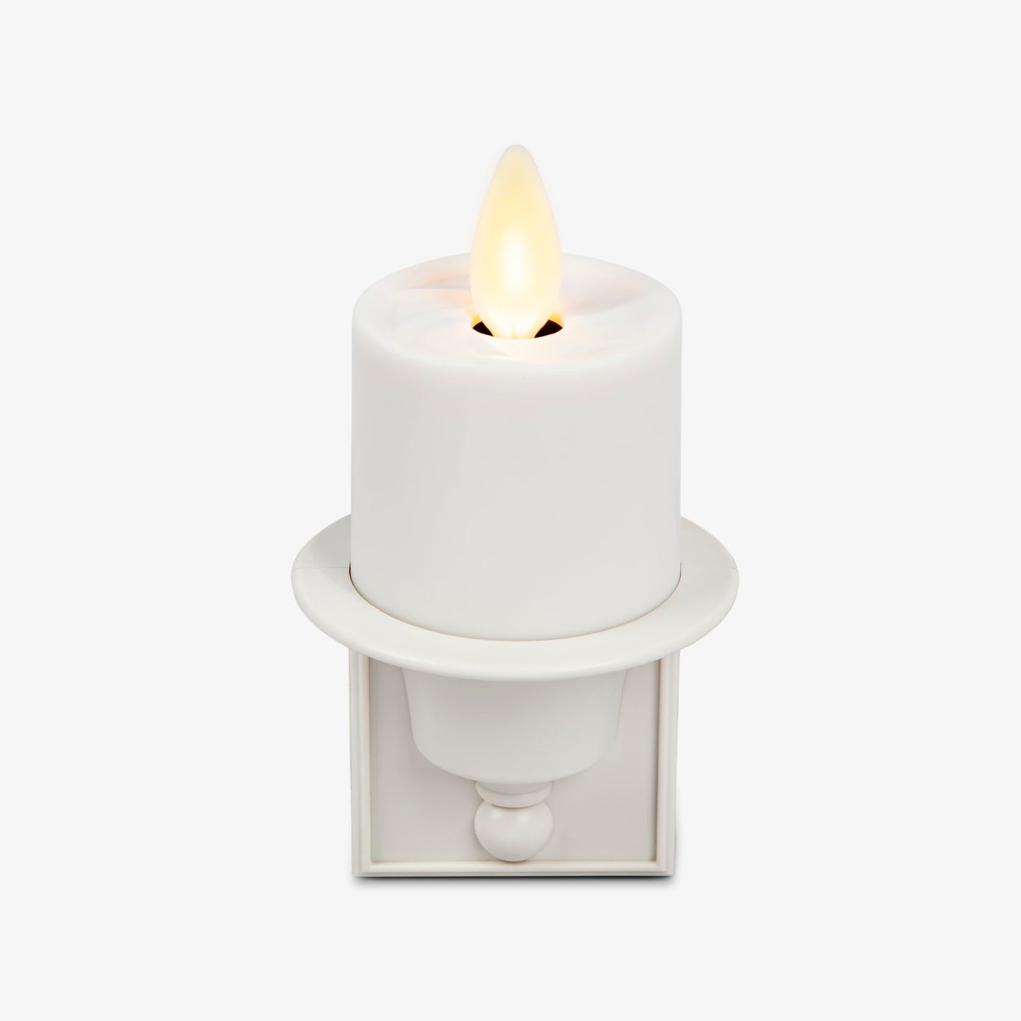 Luminara Flameless Candle Nightlight w/Dusk to Dawn Light Dark Auto Sensor, White Wall Plug Indoor Night LED Light w/Real-Flame Effect Technology, Bathroom Bedroom Hallway, No Remote Needed