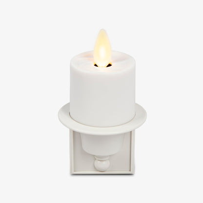 Luminara Flameless Candle Nightlight w/Dusk to Dawn Light Dark Auto Sensor, White Wall Plug Indoor Night LED Light w/Real-Flame Effect Technology, Bathroom Bedroom Hallway, No Remote Needed