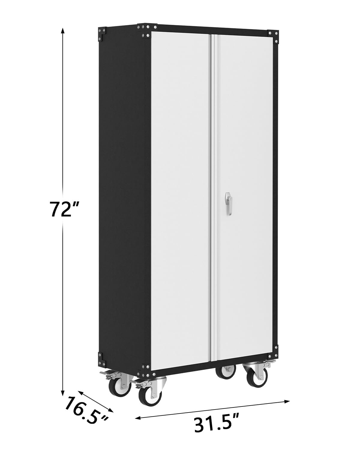 GarveeHome 72" Garage Storage Cabinet with 4 Adjustable Shelves, Heavy Duty Metal Organizer, Lockable Rolling Storage, Wheels, for Garage Home Office, Warehouse, Pantry, Kitchen, Basement, Gray